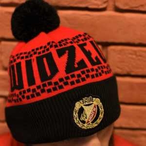 Czapka z pomponem WIDZEW (czarny napis)