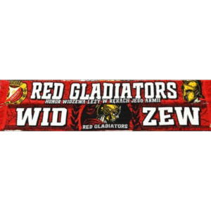 Szal RED GLADIATORS - dziany szal kibicowski Widzew Łódź
